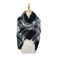 140x140 см женский теплый квадратный шарф с шеей, модные клетчатые зимние шарфы